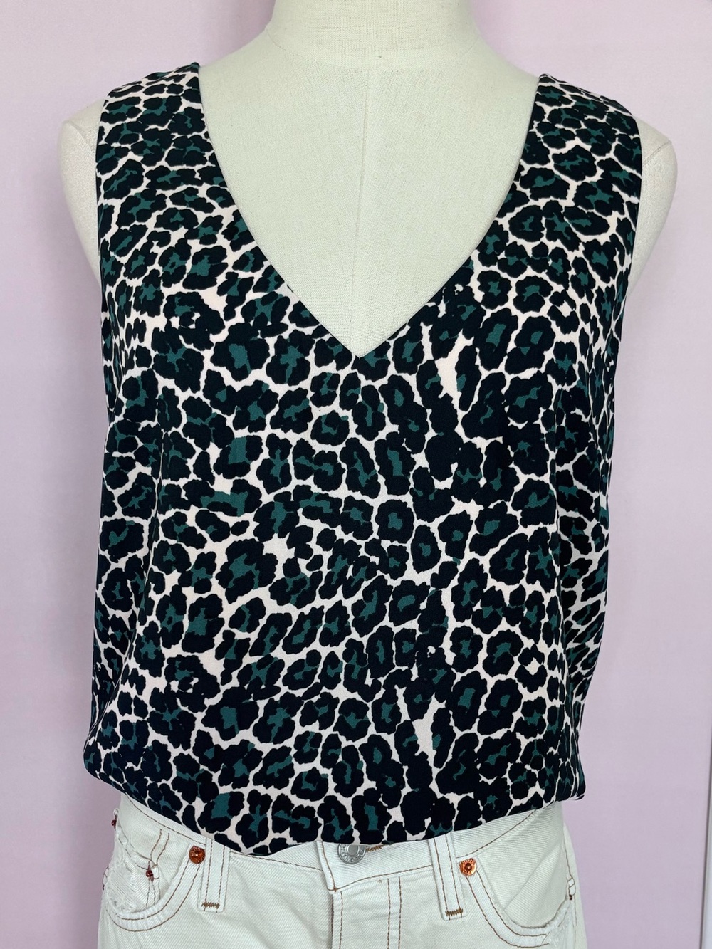 OASIS Animal Print Basic Lined Tank Top—EUC—12